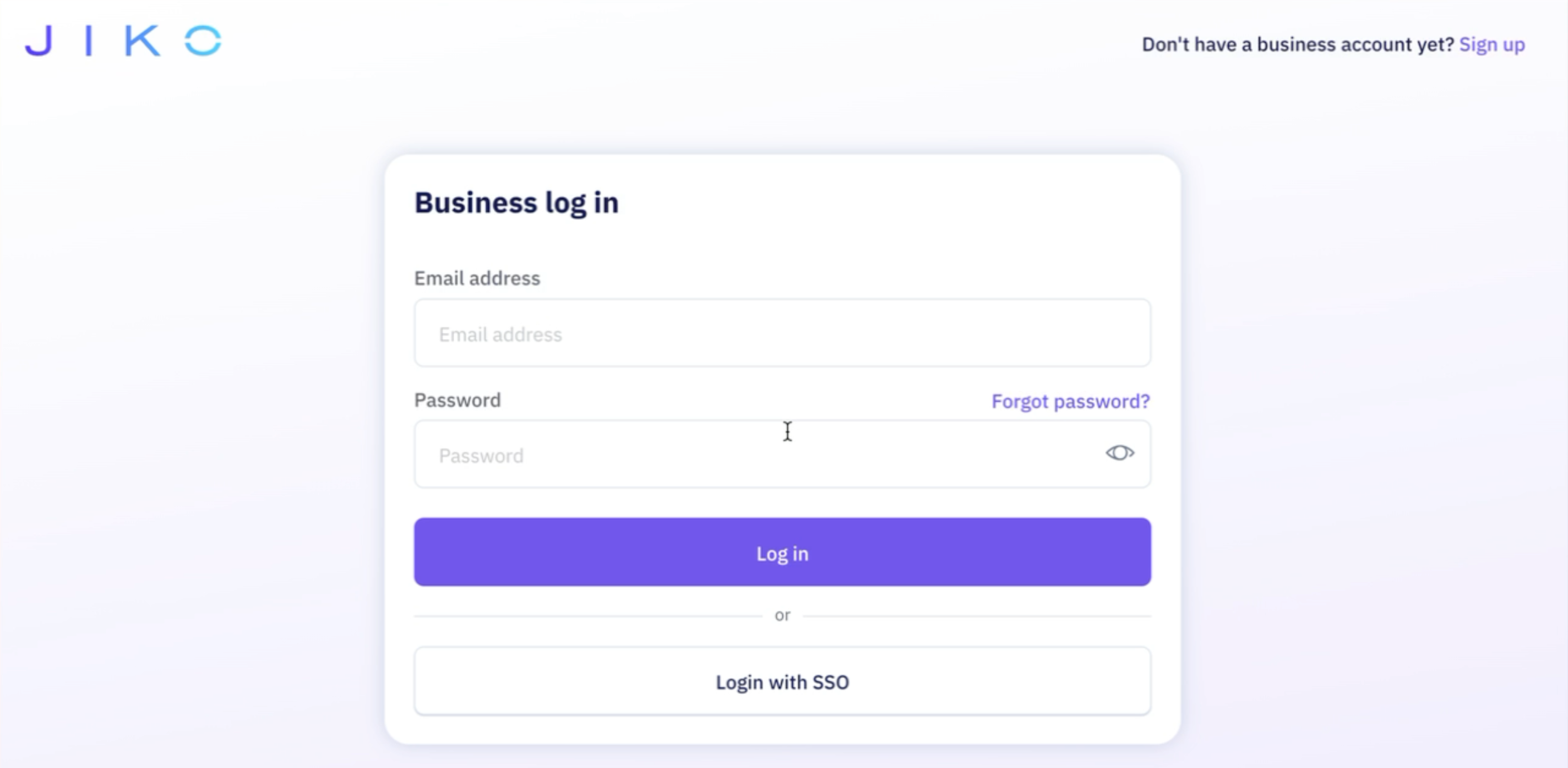Jiko's Authentication Portal Login Page